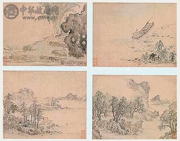 明 张宏 山水人物 册页(10开) 设色绢本
