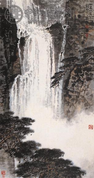 钱松嵒 山高水长 立轴 设色纸本