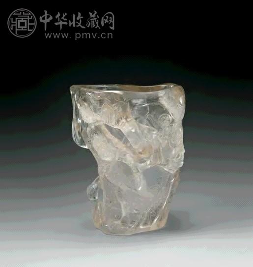 明 水晶雕岁寒三友纹花插