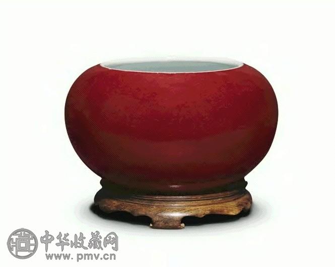 清 乾隆 祭红釉笔洗