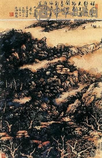 王康乐 山川帆影 镜心 笺本设色