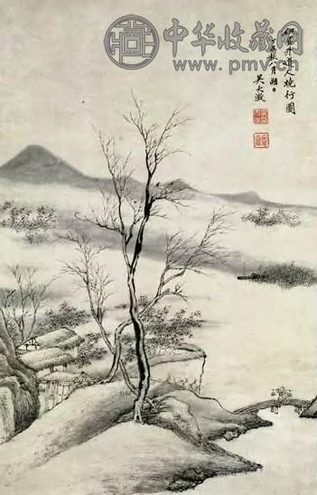 吴大澂 晓行图 轴