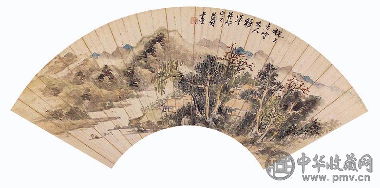 吕村 山水 扇面