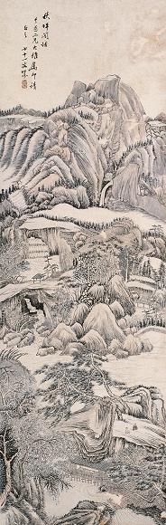 汤贻芬 1849年作 秋坪闲话 立轴 设色纸本