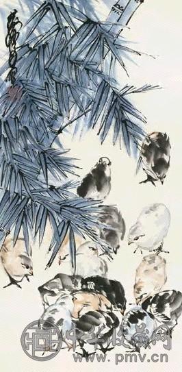 黄胄 竹鸡图 镜心 设色纸本