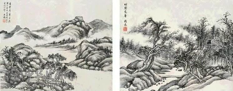 顾麟士 山水(2张) 镜心 水墨