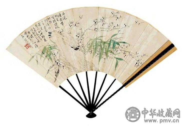 金心兰 梅竹双清 成扇 设色纸本