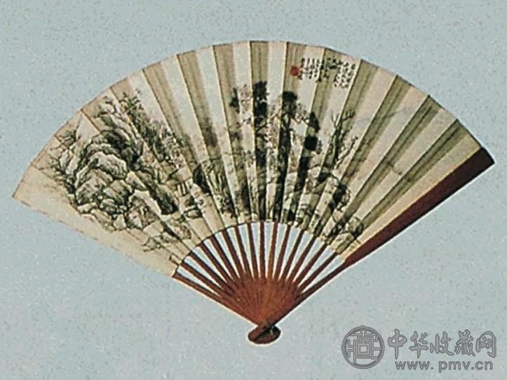 民国 楼辛壶 戼斋宴坐、书法 扇面 设色纸本