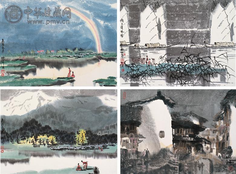 徐希 庚午(1990年)作 高原春早(4幅) 镜心 设色纸本