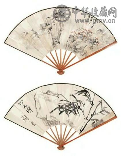 溥洵  溪山清远图 成扇 设色纸本
