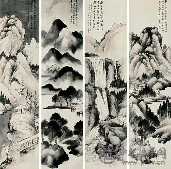 林纾庚申(1920年)山水图轴纸本设色收藏资讯|艺术家|书画家|书画名人