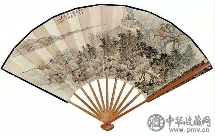 吴琴木 癸酉(1933年)作 山水 成扇 设色纸本
