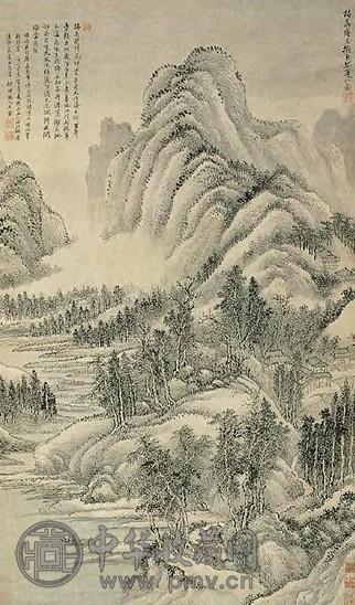 清 王蒙 仿巨然夏山图 轴