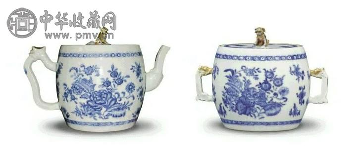 清 乾隆 青花花鸟纹茶具(2件)