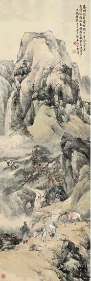 程璋 己巳(1929年)作 唐人诗意图 立轴 设色纸本
