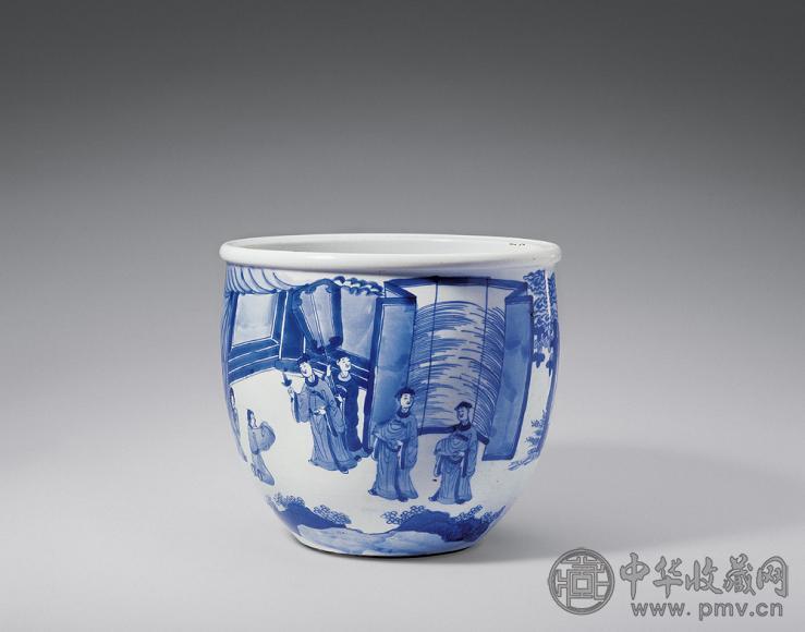 中国古玩　康熙年製 人物　風景　青花　染付　花入　中国美術 清代 明代 清朝期