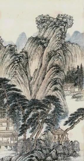 山水 立轴 设色绢本