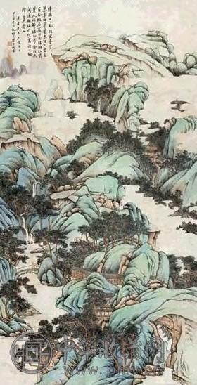 汪孔祁 1934年作 山水 立轴 设色纸本