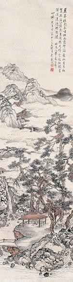 吴观岱 己丑(1925年)作 岩壑听泉 立轴 设色纸本