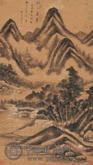 沈宗敬 丙戌(1706)年作 山水 立轴 水墨笺本