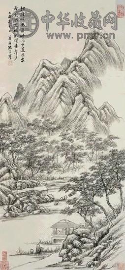 沈宗骞 1769年作 临流读书 立轴 水墨纸本