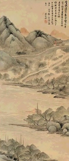 林纾 山水 立轴 设色纸本