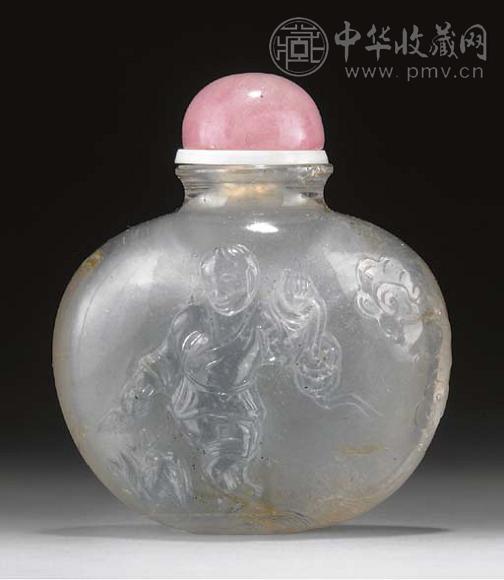 1760-1880年 雕人物水晶鼻烟壶