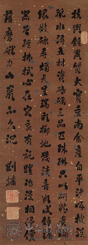 刘墉 行书 立轴 水墨绢本