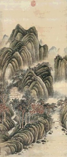 俞榕 山水 立轴 绢本