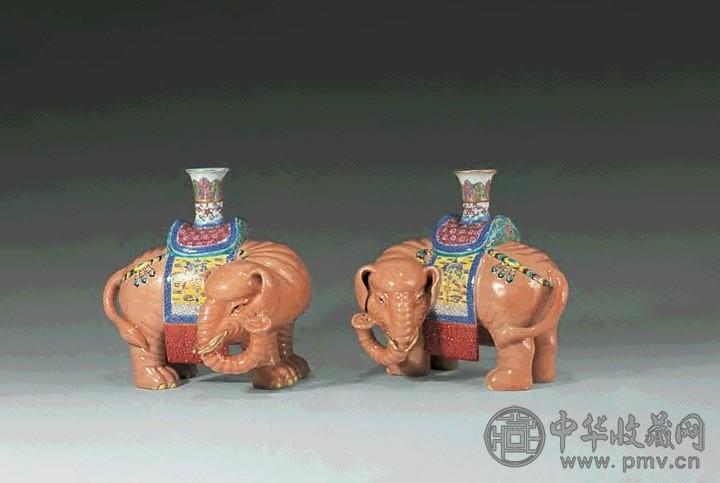 清光绪 粉彩太平有象(1对)
