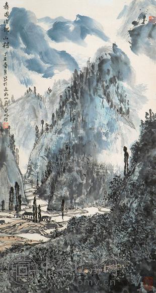 亚明 泰国北部山村 立轴 纸本
