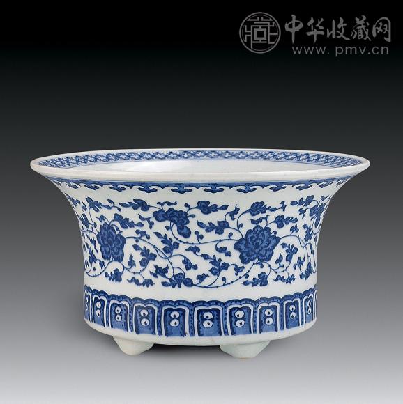 中国美術 青花 纏枝蓮花紋 花盆 盆盤 景徳鎮製 款 N813 中国美術 青花 纏枝蓮花紋 花盆 盆盤 景徳鎮製 款 N813 中国美術 青花