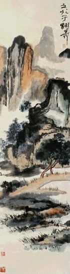 谢之光 山水 立轴 设色纸本