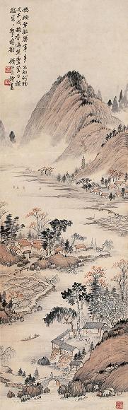 钱松喦 农乐图 立轴 设色纸本