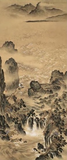 近现代 吴子 松瀑图 轴