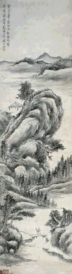 钱杜 山水人物 立轴 水墨纸本