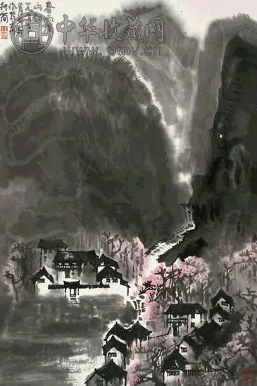 李行简 山水 镜心 设色纸本