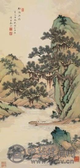 秦淦 1941年 松溪渔隐 镜心 设色纸本