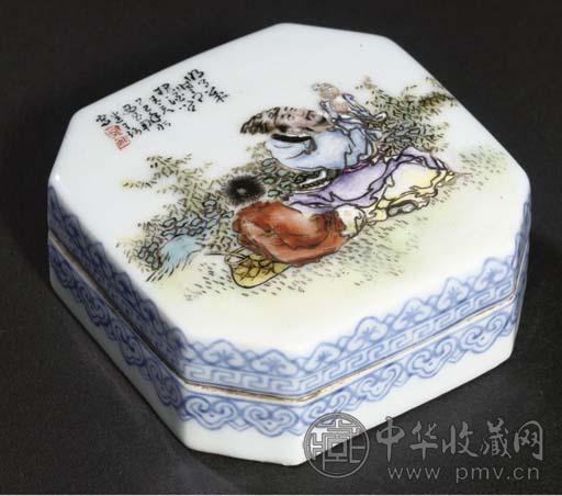 近现代彩绘人物纹盒