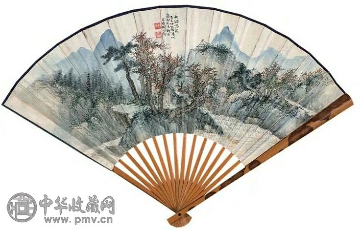 胡佩衡 1929年作 秋涧鸣泉 成扇 纸本设色