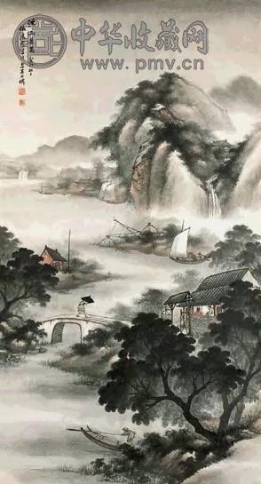 吴石僊 1903年作 溪山过雨 镜心 设色纸本