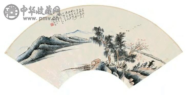 吴琴木 1945年作 山水 扇面 设色纸本