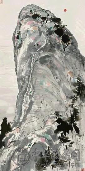 吴冠中 华山日出 立轴 设色纸本