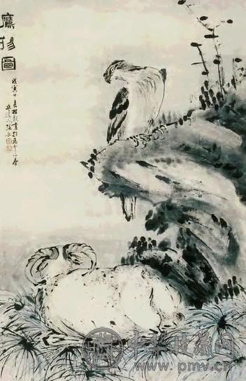 张敔 鹰扬图 立轴 纸本