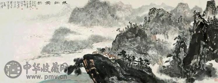 孙克纲 秋江独钓 横披 设色纸本