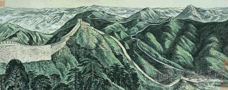 现代 陆俨少 长城 镜心