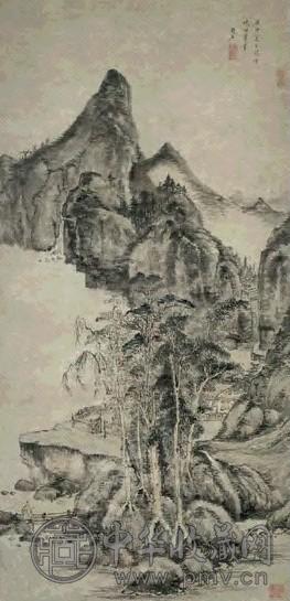 明 赵左 溪山归隐 轴