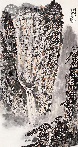 张文俊 辛未(1991年)作 华岳参天 立轴 设色纸本