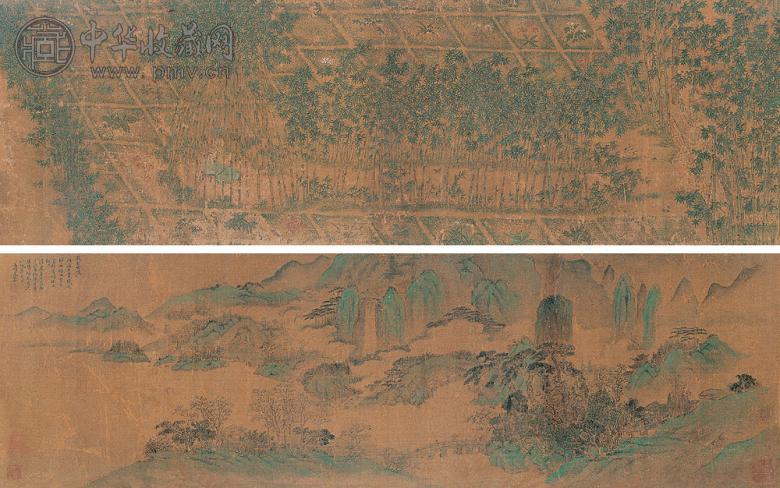 仇英 文伯仁(款) 山水 手卷 绢本