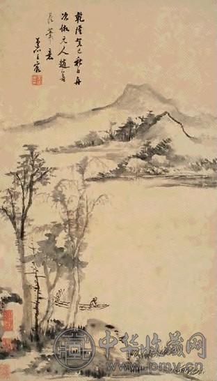 王宸 干隆癸巳(1773)年作 汀树秋舸图 立轴 水墨纸本